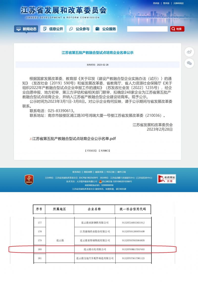 2023.02江蘇省發(fā)展和改革委員會省第五批產(chǎn)教融合型試點培育企業(yè)名單公示（連云港職技院-連云港中專-連云港石化）1.jpg